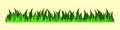 Grass line. Simple green lawn border or divider. Cartoon grassland vector illustration isolated on yellow background. Great for