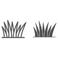 Grass line and solid icon, nature concept, lawn sign on white background, Grass leaves icon in outline style for mobile