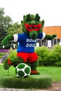 Grass made symbol of World Soccer Championship in Russia 2018 wolf called Zabivaka Royalty Free Stock Photo