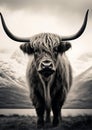 Grass mammal nature highland scotland bull animal horn farming scottish cow Royalty Free Stock Photo