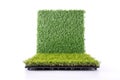 Grass mat on white background. Artificial turf tile background. Object and background concept Royalty Free Stock Photo