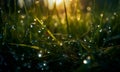 Grass natural high humidity. Wet garden grass close up. Generative AI