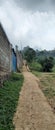 A road with many steps leading to a beautiful village Royalty Free Stock Photo