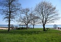 Grass Park with Shoreline and Coastal Views Royalty Free Stock Photo