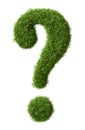 A grass question mark isolated on a white background - 3D rendering Environment Concept