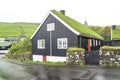 Grass roof on black wooden house Faroe Islands, Faroes, Danmark Royalty Free Stock Photo