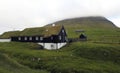 Grass roofed house in Kunoy, Faroe Islands, Denmark