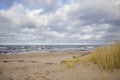 Grass sand dune beach sea view, Baltic Sea Royalty Free Stock Photo