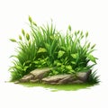 Semi-realistic Grass Scene On White Background