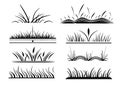 Grass set of symbols and signs.Eco icon set, hand drawn. Herb