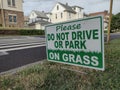 Grass Sign, Do Not Drive Or Park On Grass, Rutherford, NJ, USA