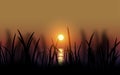 Grass silhouette on sunset illustration Royalty Free Stock Photo