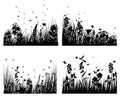 Grass silhouettes set Royalty Free Stock Photo