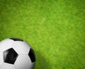 Grass soccer field and ball background Royalty Free Stock Photo