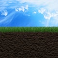 Grass, soil and sky background Royalty Free Stock Photo