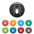 Grass spider icons set color