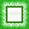 Grass square label with green background pattern