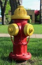 Red and Yellow Fire hydrant in the Sunshine Royalty Free Stock Photo