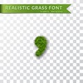 Grass symbol coma, apostrophe text, alphabet 3D design. Green font isolated white transparent background. Symbol eco