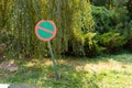 Grass sign walk symbol lawn warning stop nature red, from background white for design for safety circle, dog flowers