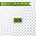 Grass symbol minus, hyphen, dash 3D text, alphabet 3D design. Green font isolated white transparent background. Symbol Royalty Free Stock Photo