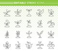 Grass simple black line icons vector set Royalty Free Stock Photo