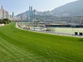 grass track for horse racing in town Royalty Free Stock Photo