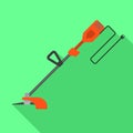 Grass trimmer icon, flat style