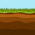 Grass with underground layers of earth, vector illustration