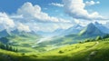 grass valley cloud sunny landscape