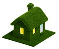 Grassed house 3d render. Royalty Free Stock Photo