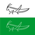Grasshoper line style elegant logo. Cute small insect symbol.
