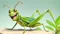 Grasshopper cartoon funny face child learning