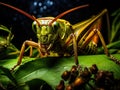 Grasshopper eating leaves Made With Generative AI illustration