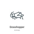 Grasshopper outline vector icon. Thin line black grasshopper icon, flat vector simple element illustration from editable animals