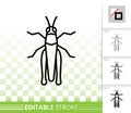 Grasshopper bug simple black thin line vector icon