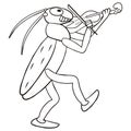 Grasshopper and violin, coloring book, vector illustration Royalty Free Stock Photo