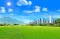 Grassland with city Royalty Free Stock Photo