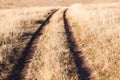 Grassland Wheel Tracks Winter Terrain Royalty Free Stock Photo