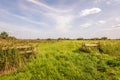 Grassland with a wooden fence in the foreground Royalty Free Stock Photo