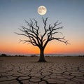 Grassless dry ground and tree without leaves Royalty Free Stock Photo