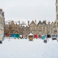 Grassmarket under heavy snow in Edinburgh, Scotland, February 2021