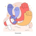 Grassroots. United fists emerge from a megaphone, representing Royalty Free Stock Photo