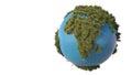 Grassy Earth. Globe made out of grass. 3D illustration Royalty Free Stock Photo