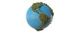 Grassy Earth. Globe made out of grass. 3D illustration Royalty Free Stock Photo