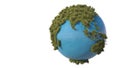 Grassy Earth. Globe made out of grass. 3D illustration Royalty Free Stock Photo