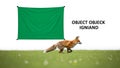 A grassy field. A green rectangular cloth is suspended above contrasting Royalty Free Stock Photo