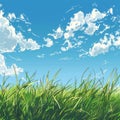 Grassy Field With Clouds Royalty Free Stock Photo