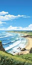 Lively Coastal Landscapes: Beautiful 2d Illustration Of Bude, Cornwall
