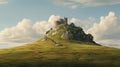Grassy Hill Castle: A Stunning English Painter\'s Matte Painting Royalty Free Stock Photo